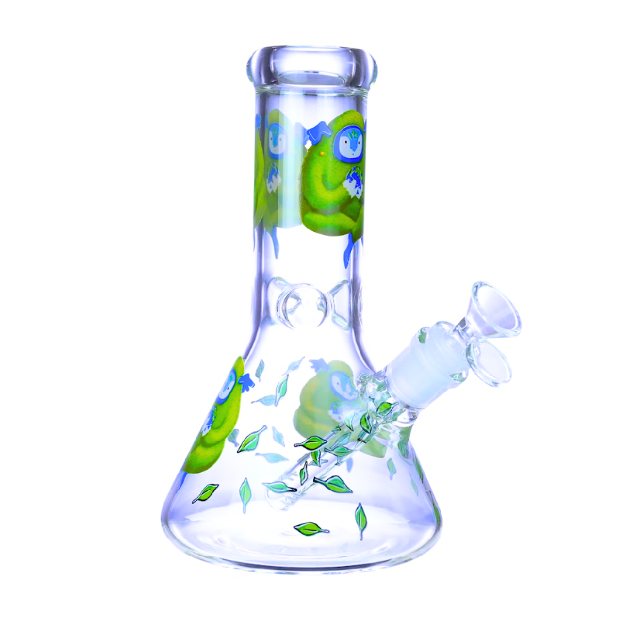 PREMIUM GLASS GREEN DREAM LEAVES DESIGN BEAKER 9" WATERPIPE (WP-615)